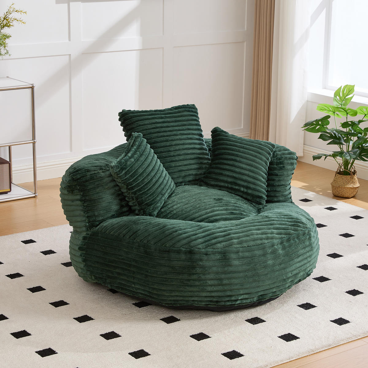 SITZSACK Cord Smaragdgrün mit Kissen - Jadegrün, Textil (108/52/108cm) - WISHDOR