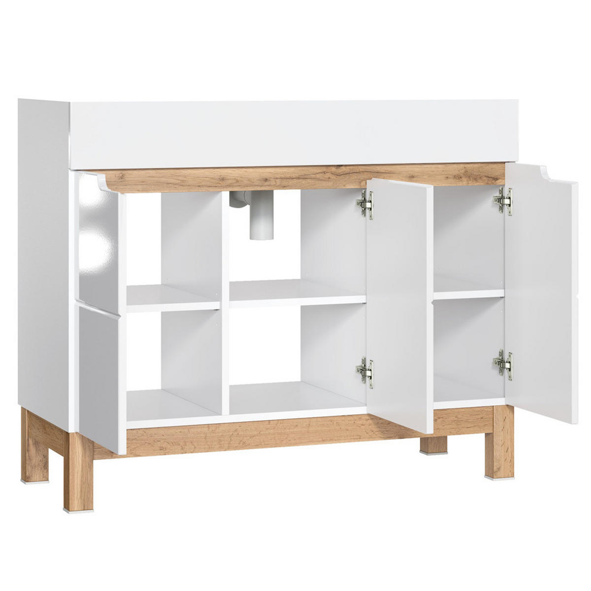 WASCHBECKENSCHRANK Solna-56 - Weiß, Holzwerkstoff (100/85/46cm) - Lomado