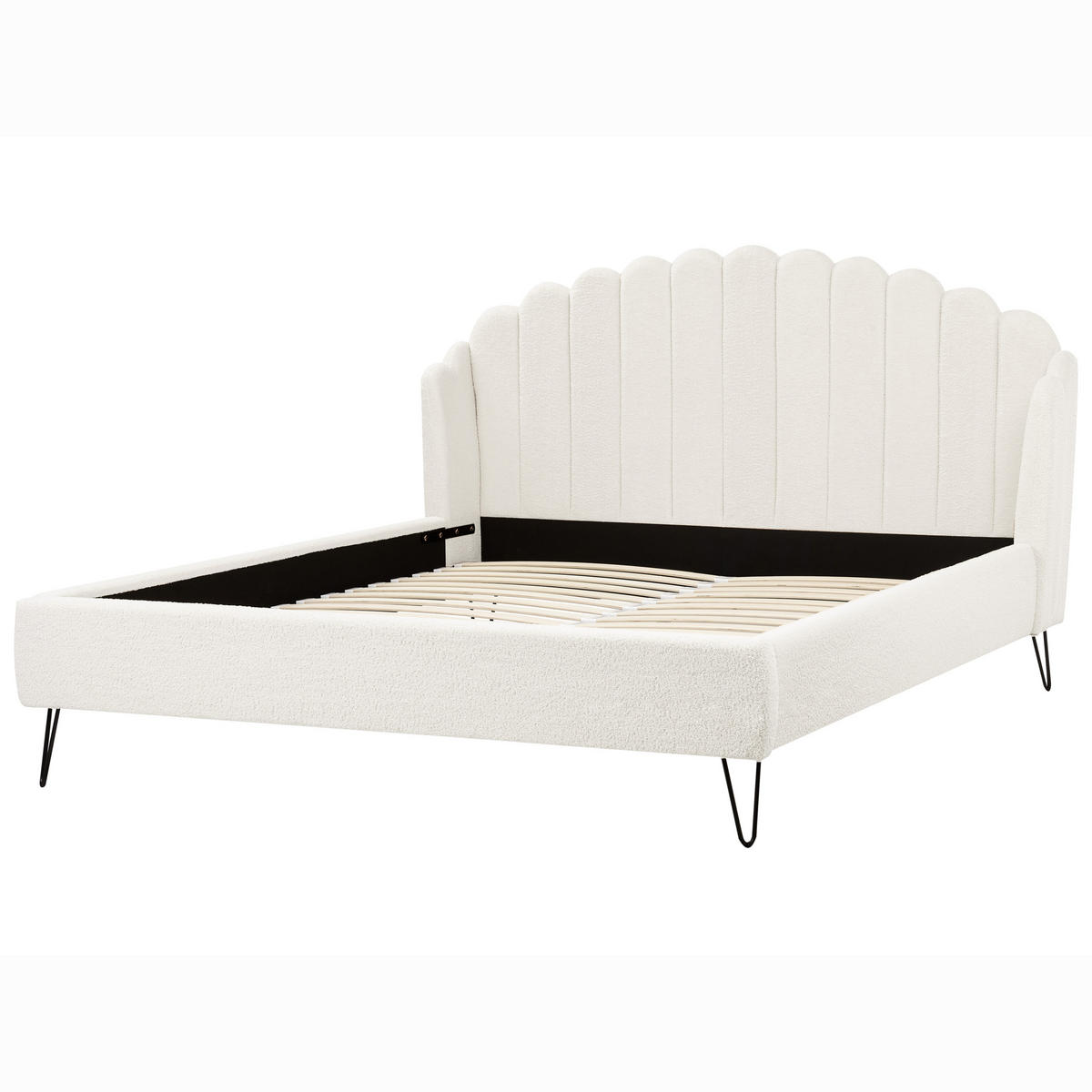 POLSTERBETT mit Lattenrost 180x200 cm Weiß Ambillou - Creme, Textil (180/200cm) - Beliani