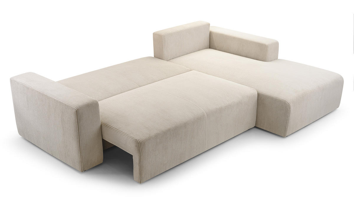 ECKSOFA PULA CORD BEIGE - Beige/Schwarz, Kunststoff/Textil (279/187cm) - Luxkor24