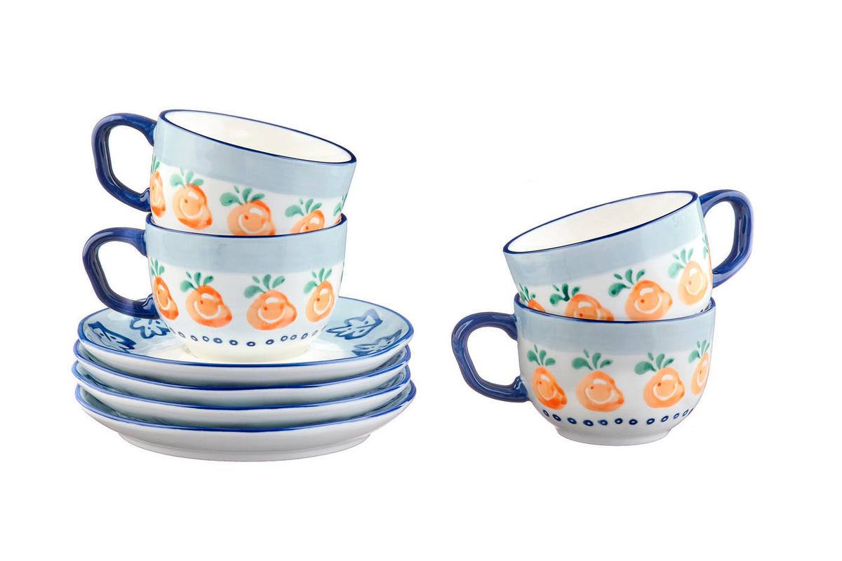 TASSEN Napoli 20cl und Untertasse Ø15cm - 8 Teile - Zitrusfrucht - Weiß, Keramik (20L) - Björn