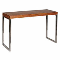KONSOLENTISCH Massivholz Chromgestell Handgefertigt ISEN, Braun 120x45x77 cm - Silberfarben/Braun, Holz/Metall (45/120/77cm) - KADIMA DESIGN