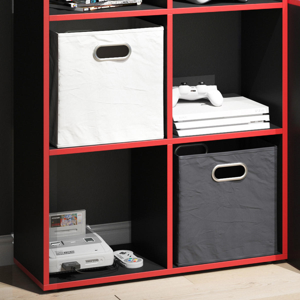 RAUMTEILER Scutum Schwarz/Rot 143 x 72 cm - Rot/Schwarz, Holzwerkstoff (143/72/29cm) - Vicco