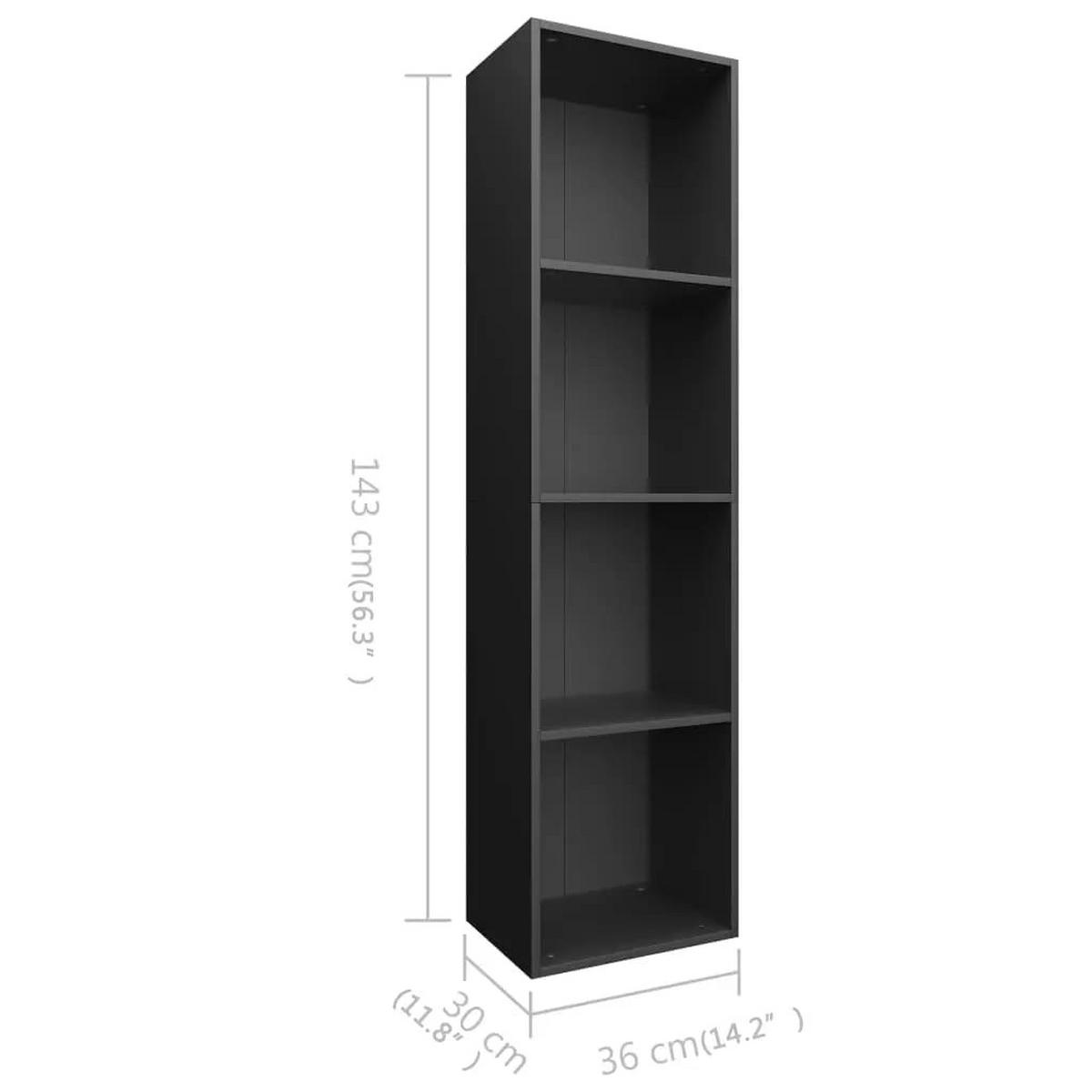 BÜCHERREGAL mit 4 Fächern 36/30/143 cm aus Holzwerkstoff Schwarz - Schwarz, Holz (36/143/30cm) - vidaXL