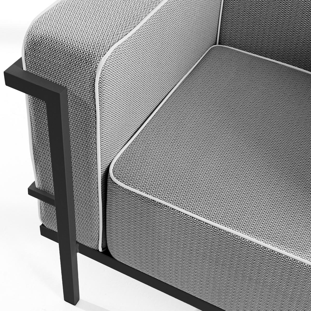 GARTENSESSEL TRIGLO Stahlgestell, Modern, Dunkelgrau - Dunkelgrau/Schwarz, Textil/Metall (99/70/69cm) - KONSIMO®