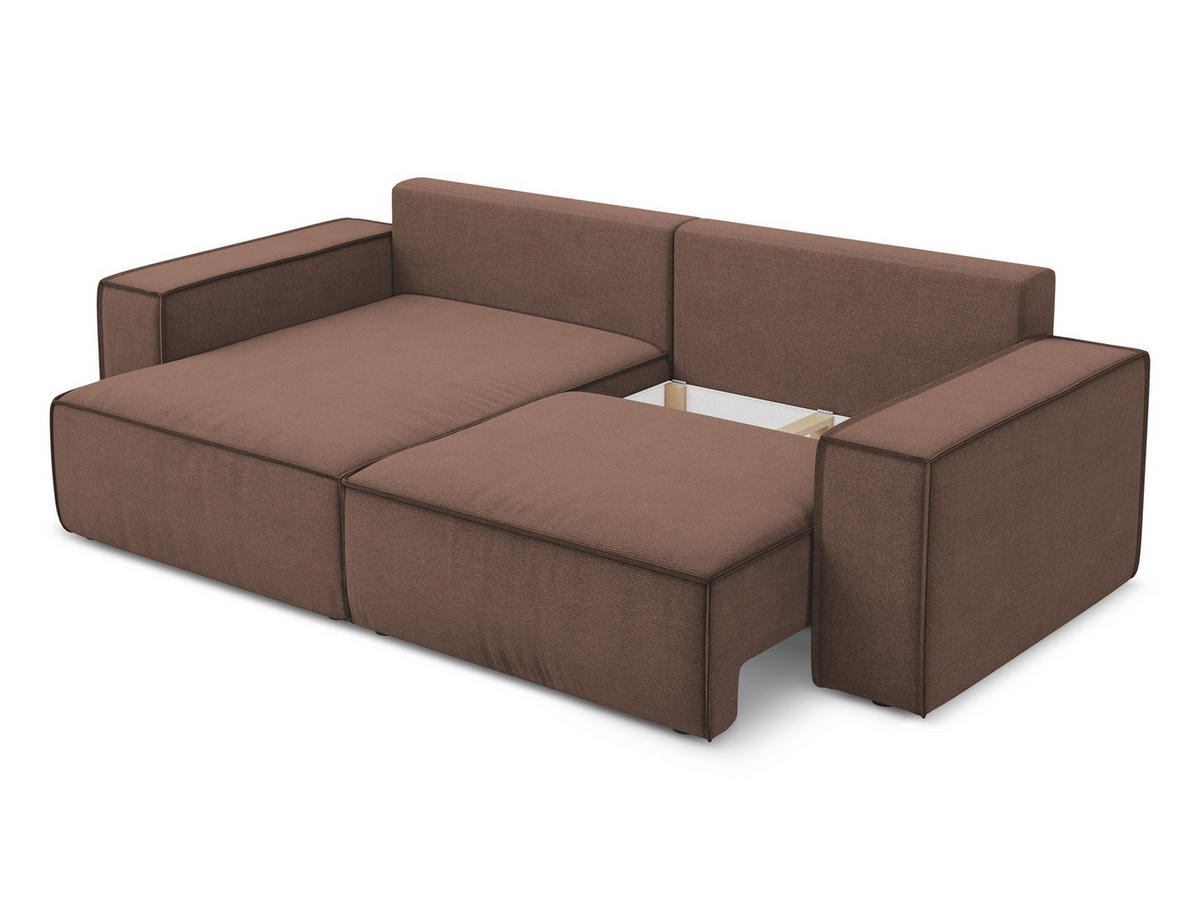 ECKSOFA mit Schlaffunktion Strukturstoff Stoff Pink - Pink/Hellrosa, Kunststoff/Textil (148/257cm) - Makamii