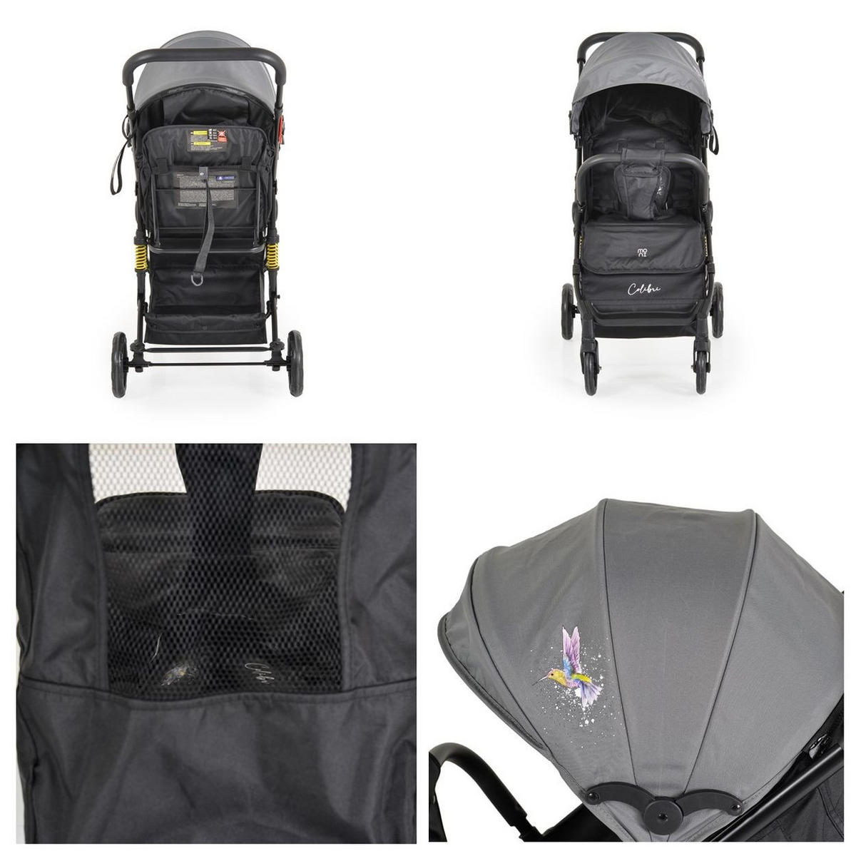 KINDERWAGEN Colibri grau faltbar, verstellbar, 5-Punkt-Gurt, ab 6 Monaten - Grau, Metall (75/51/97cm) - Moni