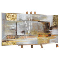 GEMÄLDE Goldene Abstraktion Schattenfugenrahmen beige 160x80 cm - Beige, Holz (160/80cm) - YS-art gallery