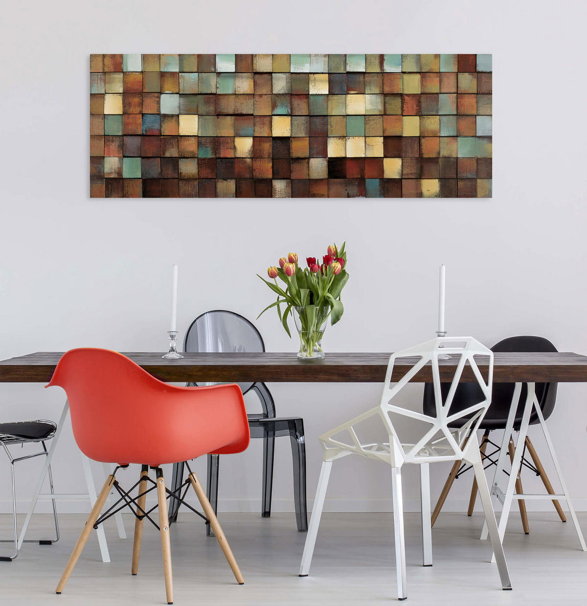 HOLZBILD Braun 144/44 cm - Braun/Grün, Holz (144/44cm) - KUNSTLOFT