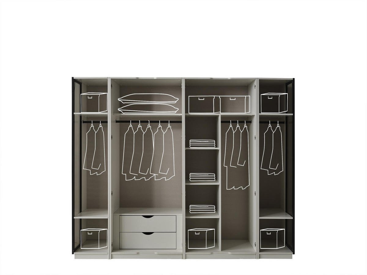 KLEIDERSCHRANK Ashley 2 trg., mit Regalen - Grau, Holzwerkstoff (88/215/62cm)
