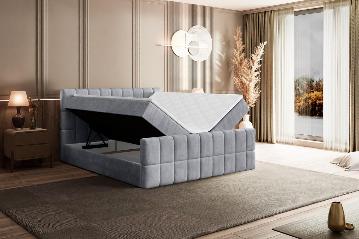 BOXBETT MIAMI-Z - 120x200 cm - H3 - Hellgrau - Hellgrau, Holzwerkstoff (120/200cm) - ALTDECOR