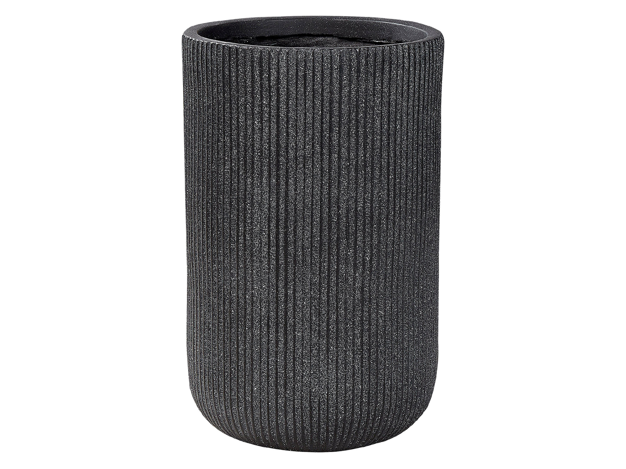BLUMENTOPF schwarz rund 30/30/49 cm Eantio - Schwarz, Naturmaterialen (49cm) - Beliani