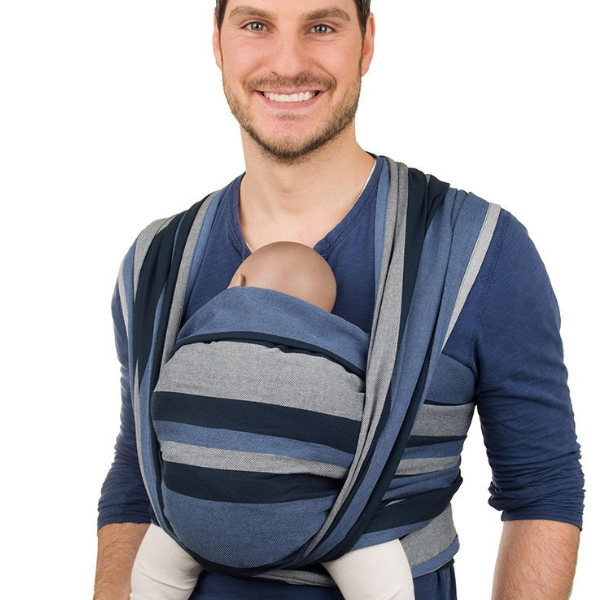 BABYTRAGETUCH Gewebtes Tragetuch - Blau/Dunkelblau, Textil (70/0.1/540cm) - Hoppediz