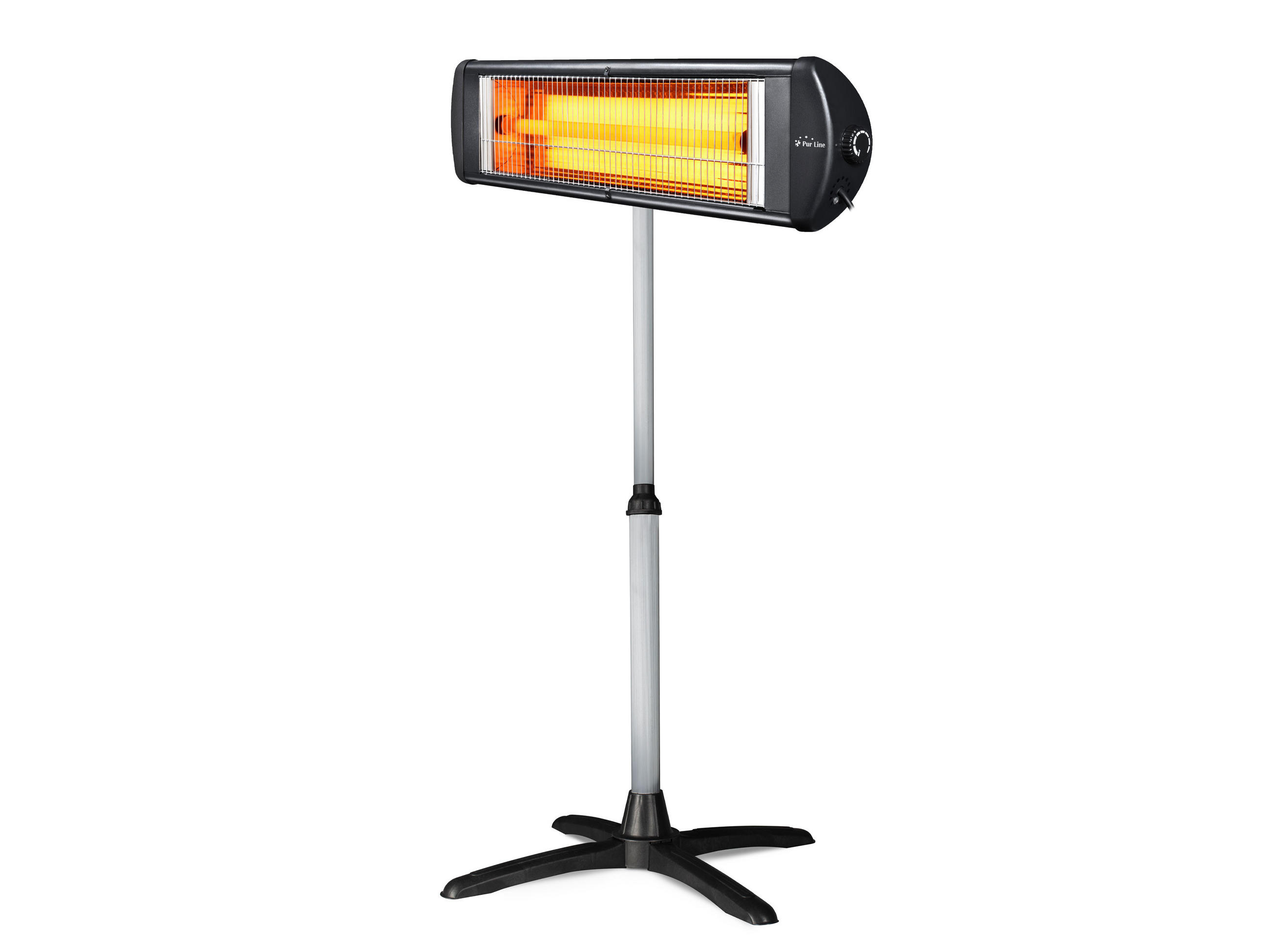 HALOGEN-HEIZUNG auf Standfuß Schwarz outdoortauglich und höhenverstellbar 2500 W - Schwarz, Kunststoff/Metall (84/130/11cm) - Purline