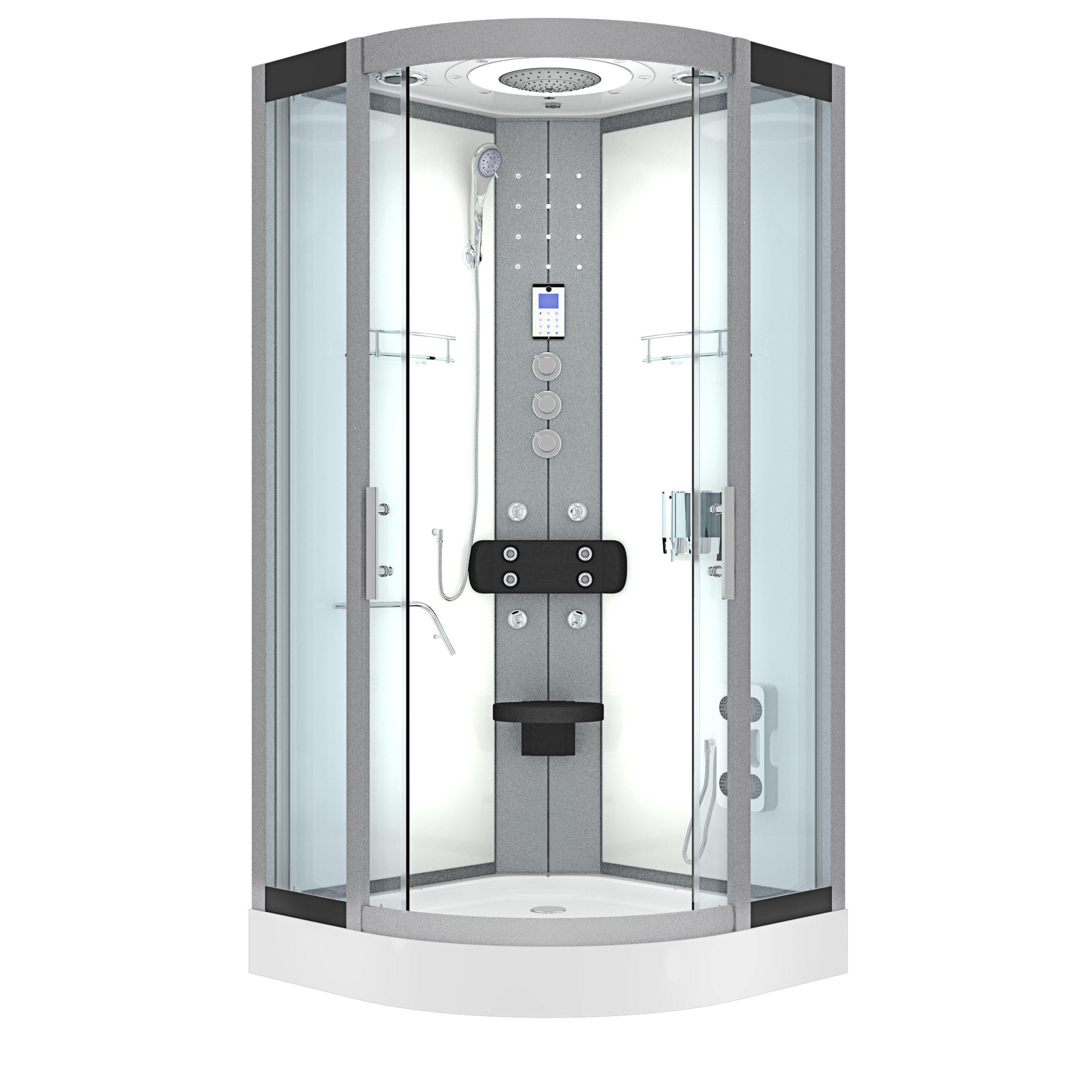 FERTIGDUSCHE Dusche D58-10T1-EC Weiß 90x90 - Weiß, Glas/Kunststoff (90/90/215cm) - AcquaVapore by Sandra Jentho