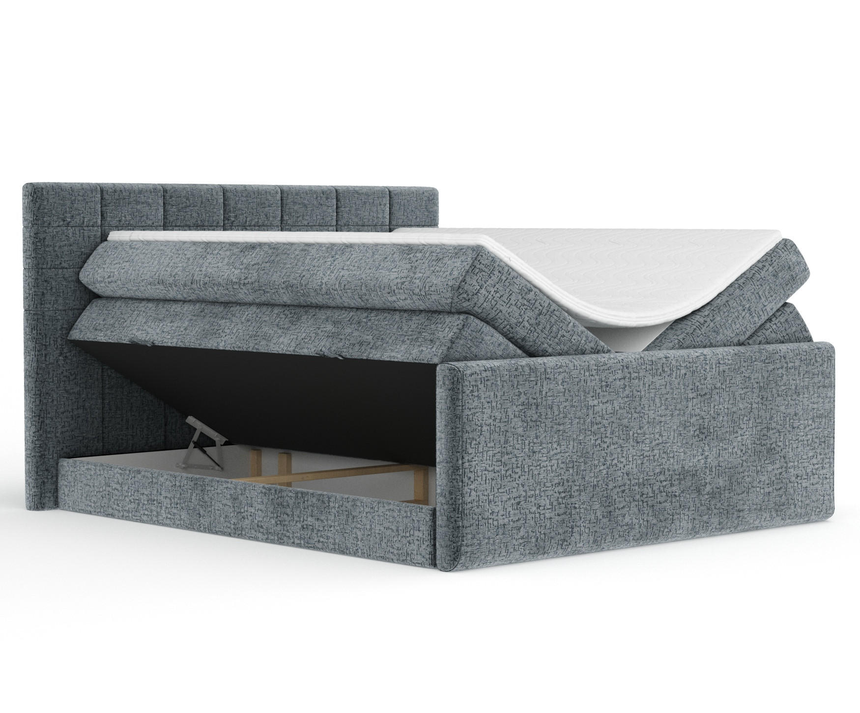 BOXSPRINGBETT Ava Blau Grau 140/200 cm - Blaugrau/Schwarz, Holz/Holzwerkstoff (140/200cm) - Maison de Reve