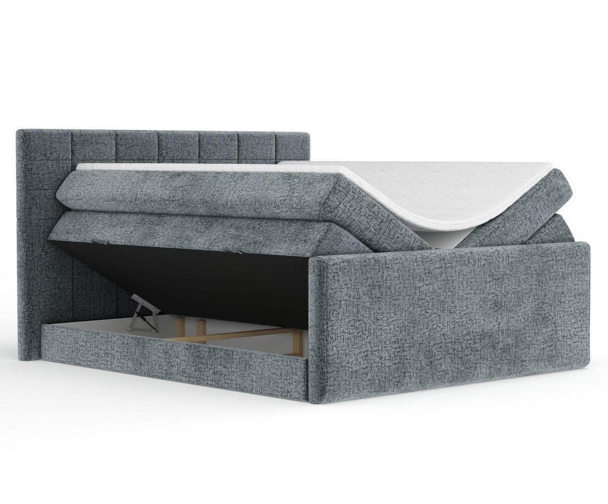 BOXSPRINGBETT Ava Blau Grau 140/200 cm - Blaugrau/Schwarz, Holz/Holzwerkstoff (140/200cm) - Maison de Reve