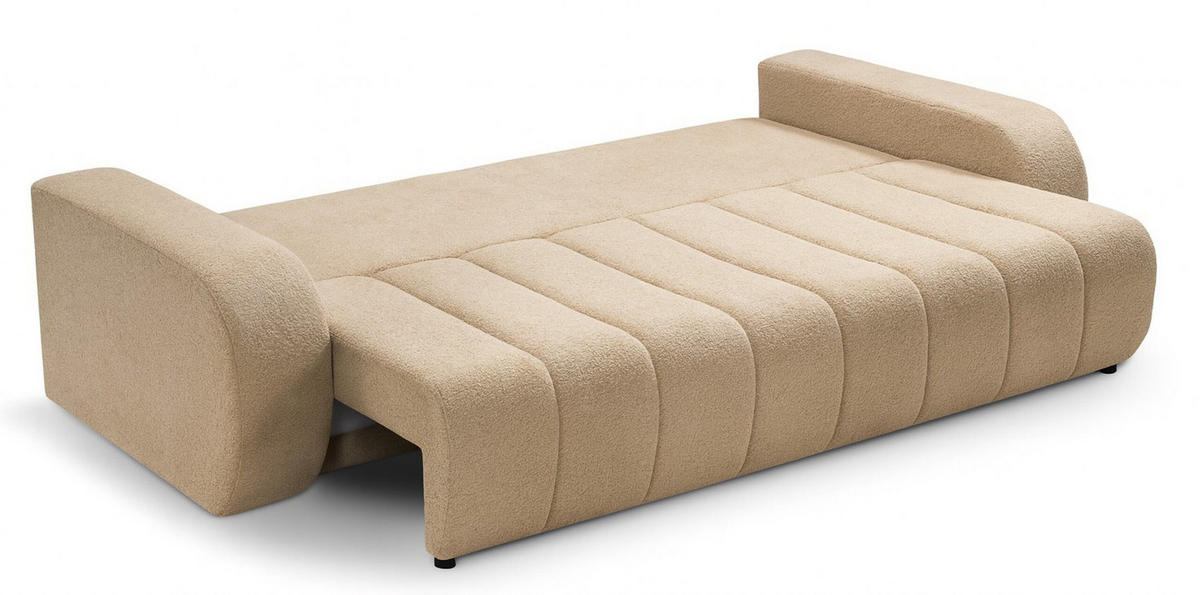 SCHLAFSOFA ALOO, Sofa mit Schlaffunktion und Bettkasten, Farbe: Taupe, Bouclé-Stoff - Taupe, Textil (248/88/105cm) - Sepro Meble