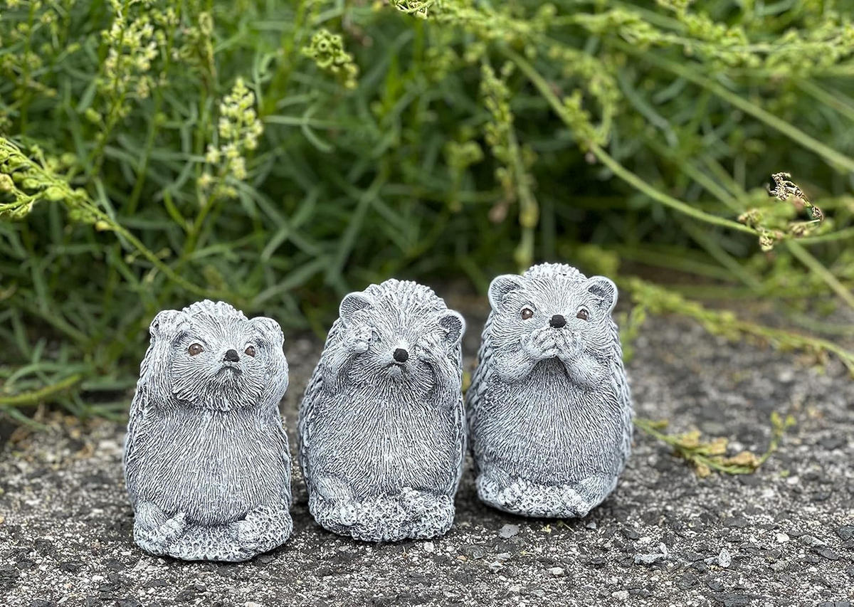 STEINFIGUR 3er Set Igel Nichts sehen Sagen hören frostfest Steinguss - Grau, Stein (6/8/6cm) - stoneandstyle