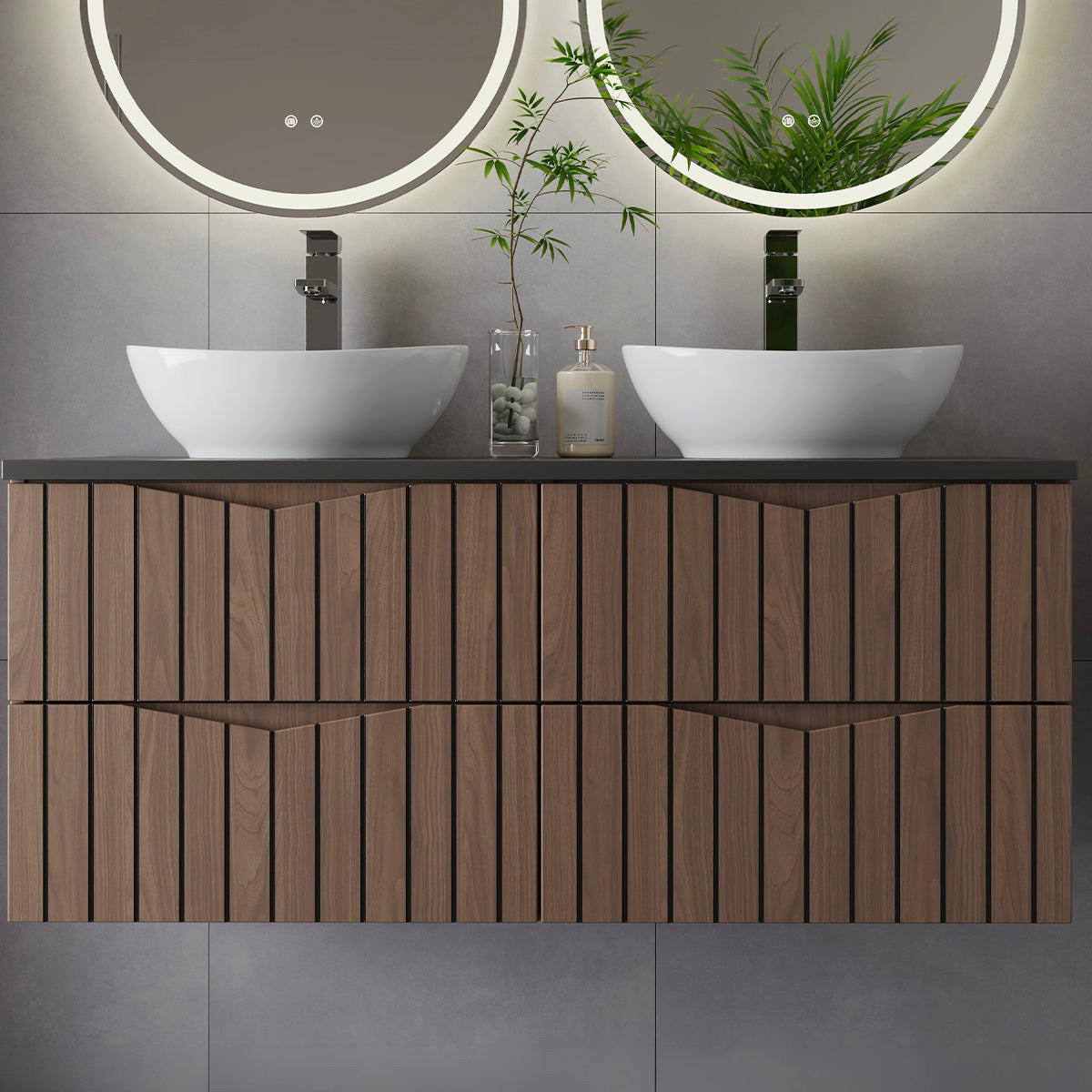 WASCHTISCHUNTERSCHRANK 120.6cm Siena Holz und Schwarz - Schwarz, Holzwerkstoff (120.6/52.2/46.5cm) - Petits-meubles