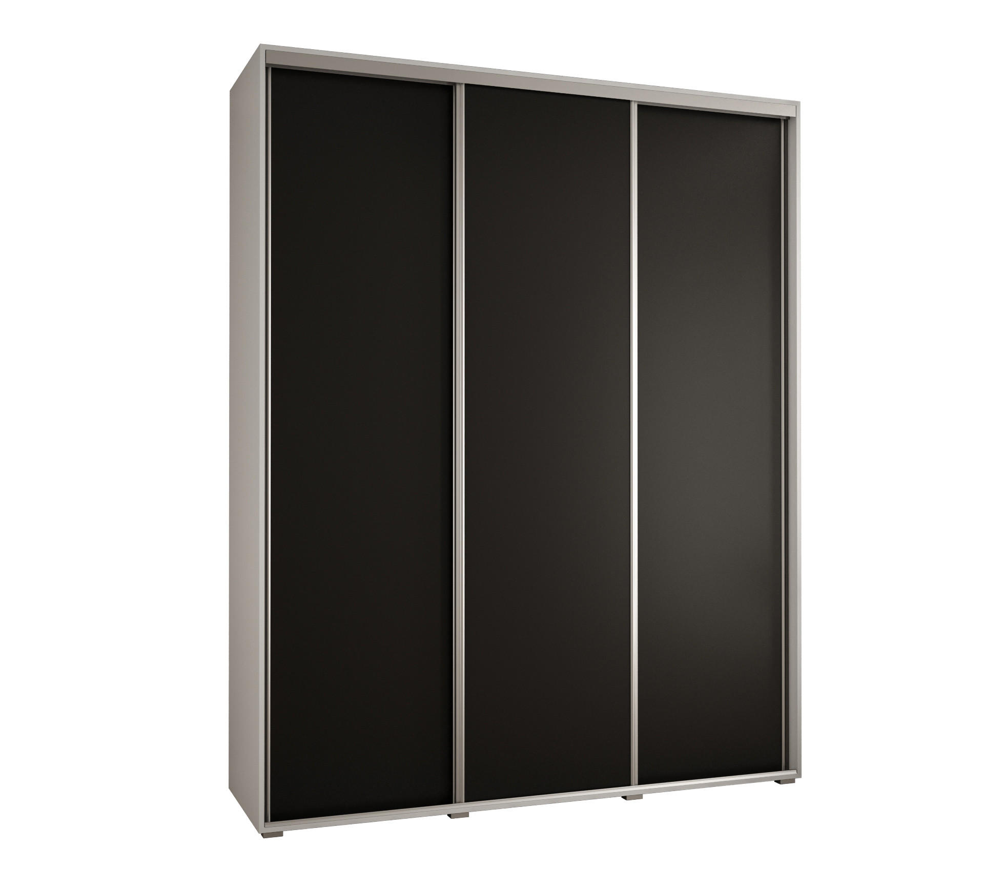 Abiks Möbel Schwebetürenschrank Weiß, Schwarz, Silber 190x235x45 cm