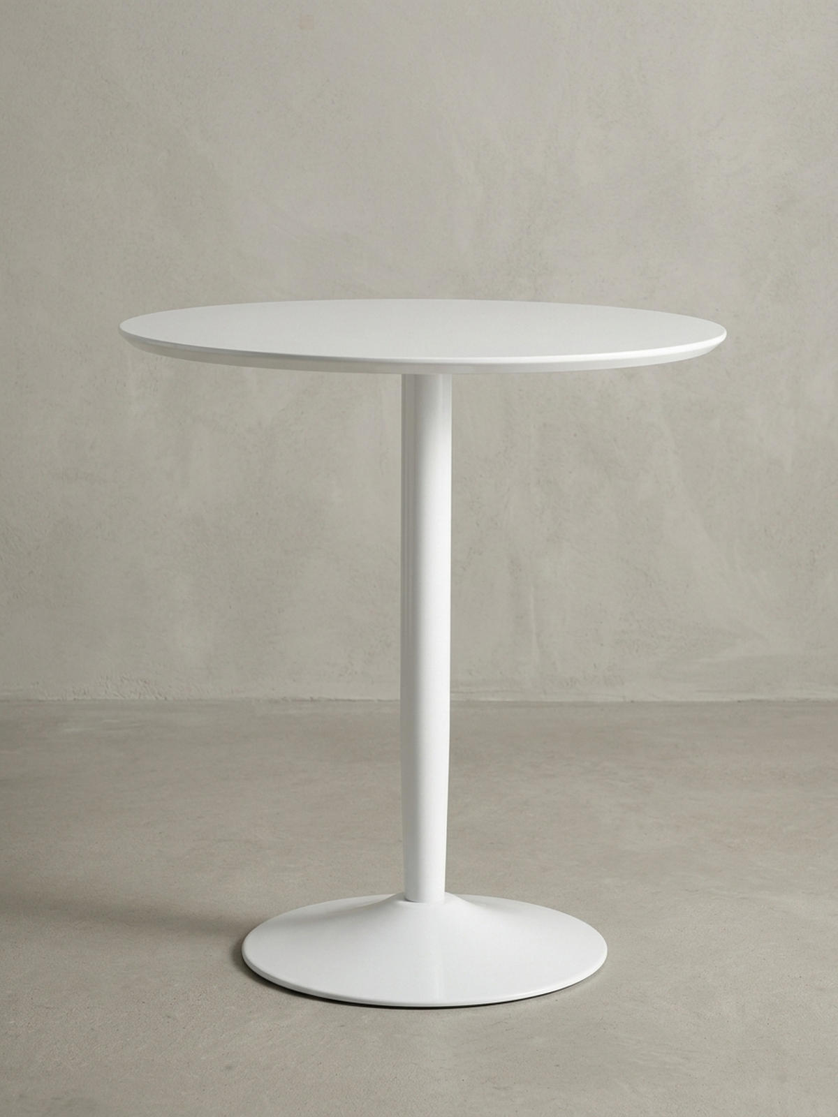 ESSTISCH – Hochglanz Weiß 75x75x74 cm Trompetenfuß für 2 Personen - Weiß, Holz/Metall (75/75/74cm) - KADIMA DESIGN