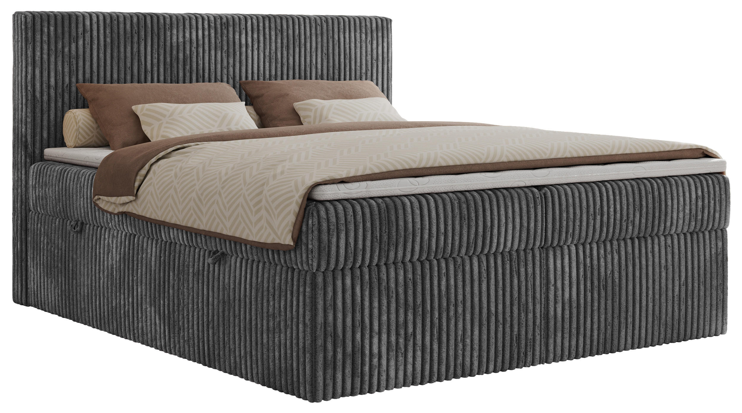 BOXBETT TILIANO 140/200 - Grau Cord - H3 - Grau, Textil (140/200cm) - MKS