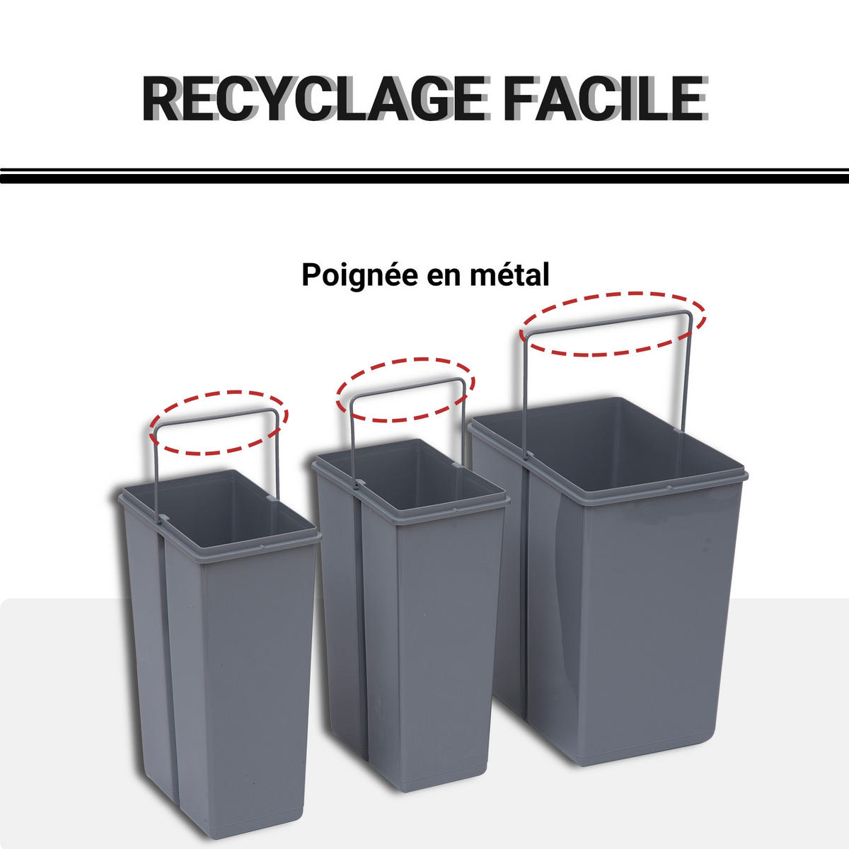MÜLLTRENNSYSTEM Grau Ausziehbar Soft-Close 40L - Grau, Kunststoff (48/41.8/34.2cm) - PANGIVO