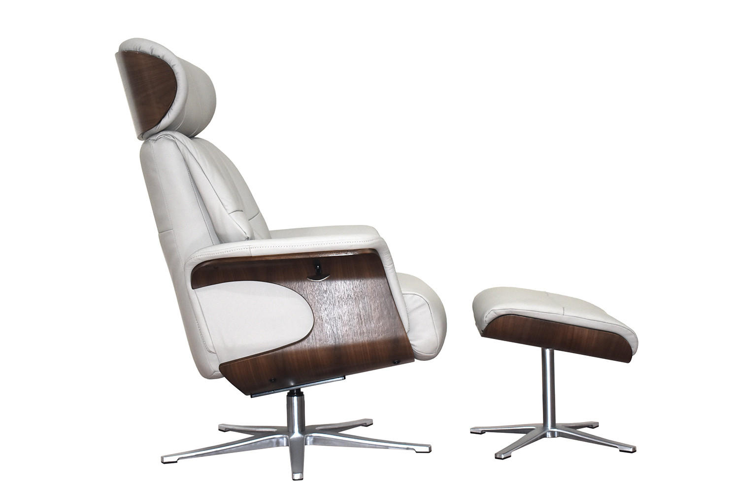 RELAXSESSELSET TOSAR Grau Leder - Silberfarben/Hellgrau, Leder/Metall (83/110/89cm) - KAWOLA