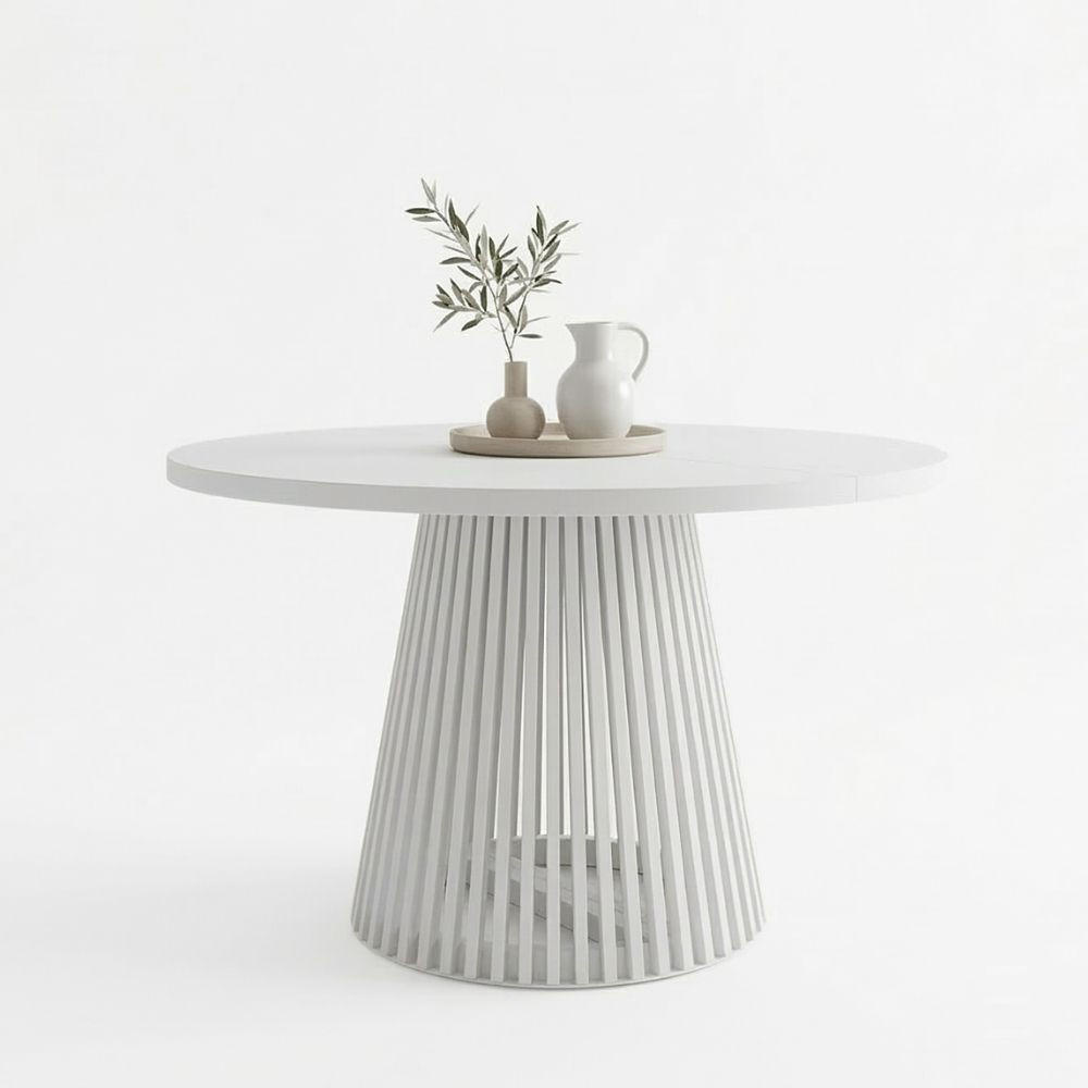 ESSTISCH runder ausziehbarer Tisch für Esszimmer DOVER 120 / 220 cm, Farbe: Weiß - Weiß, Holz (220/120/77cm) - Dekori_Interiors