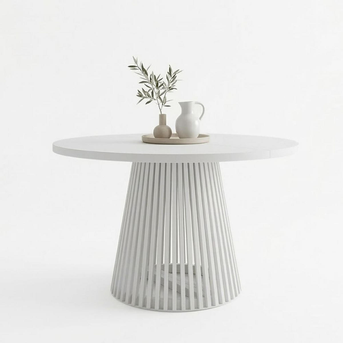 ESSTISCH runder ausziehbarer Tisch für Esszimmer DOVER 100 / 150 cm, Farbe: Weiß - Weiß, Holz (150/100/77cm) - Dekori_Interiors