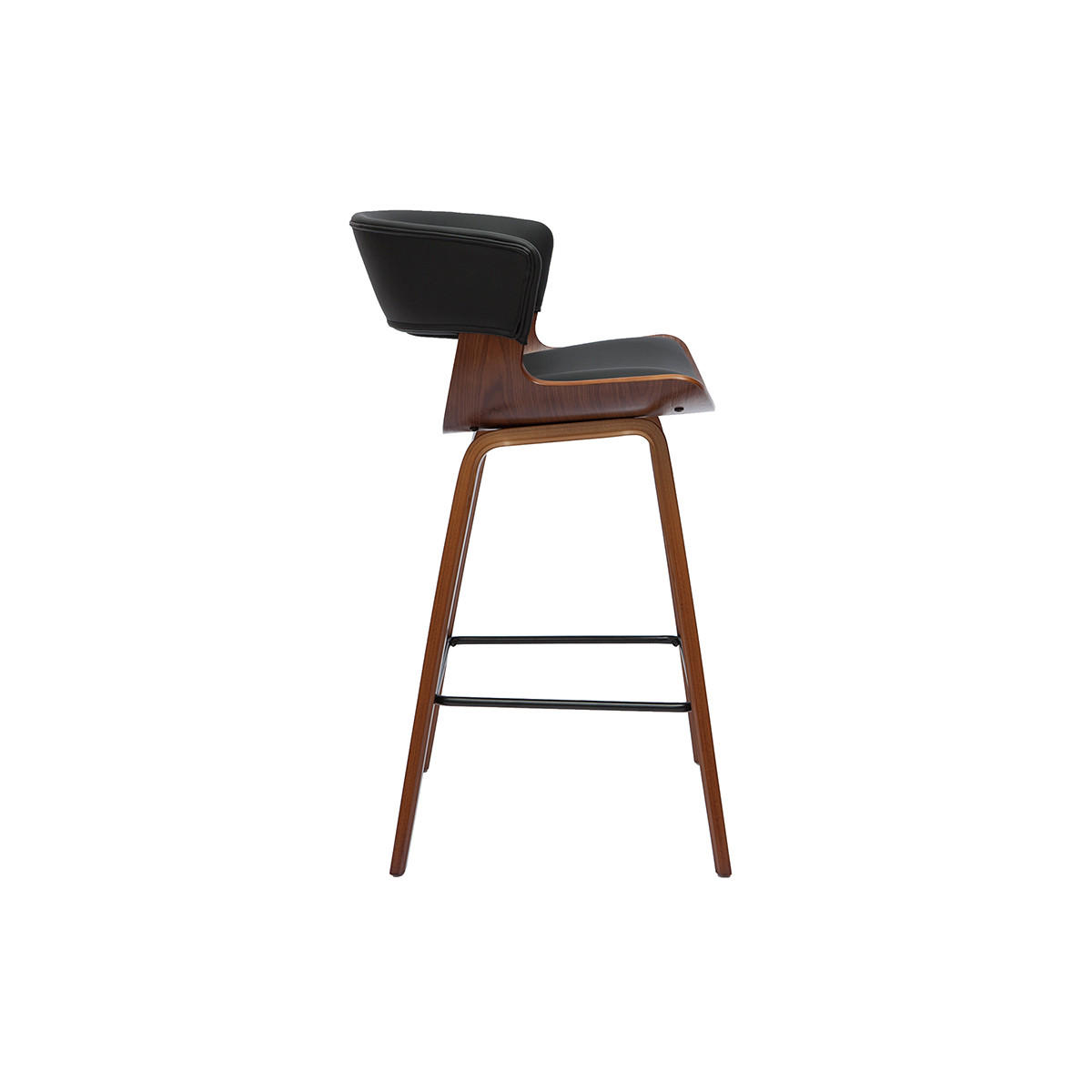 BARHOCKER Schwarz Dunkles Holz H65 cm SYRAH - Walnussfarben, Holz (51/92/53cm) - Miliboo