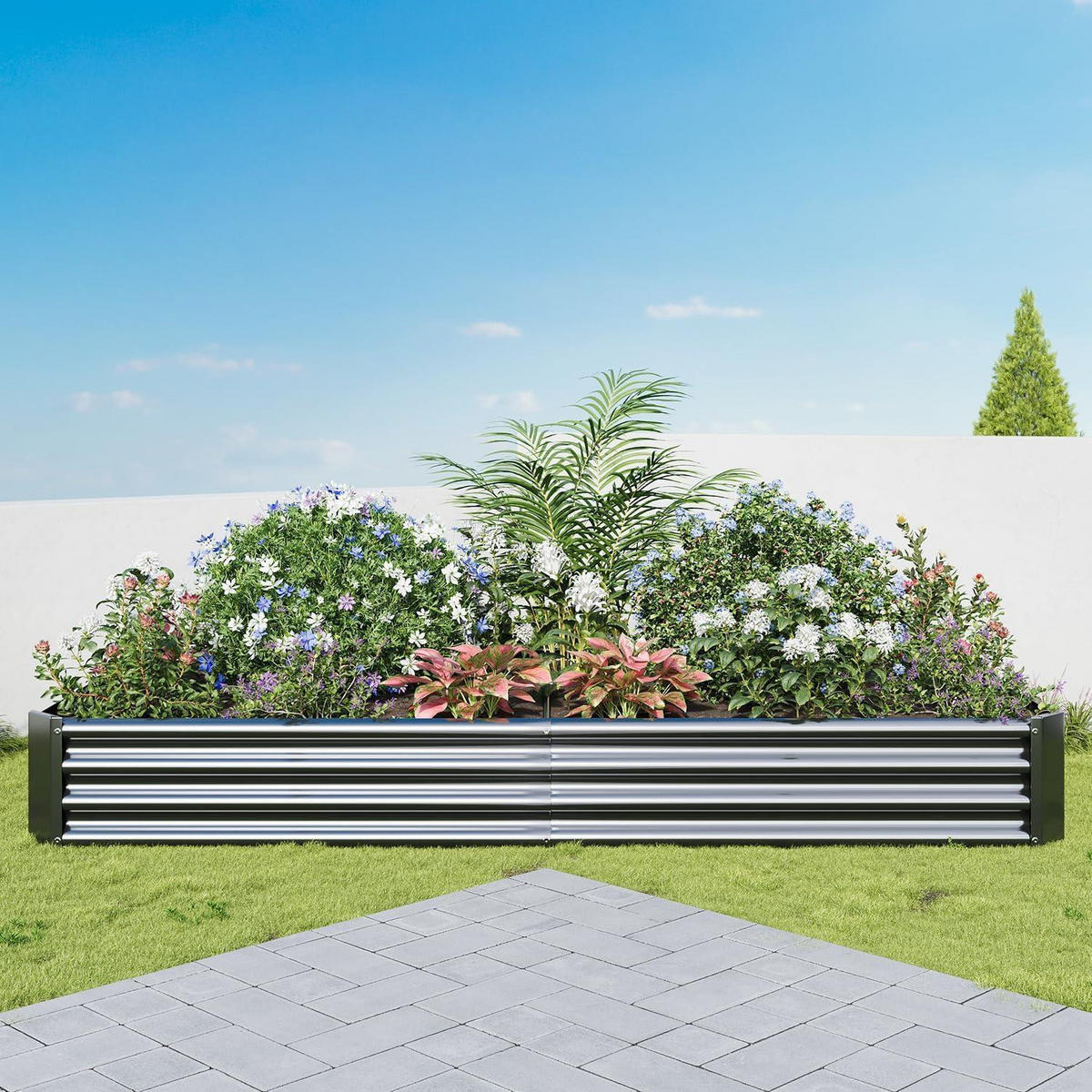 HOCHBEET-SET Metall Schwarz 232 x 113 x 30 cm - Schwarz, Metall (113/30/232cm)