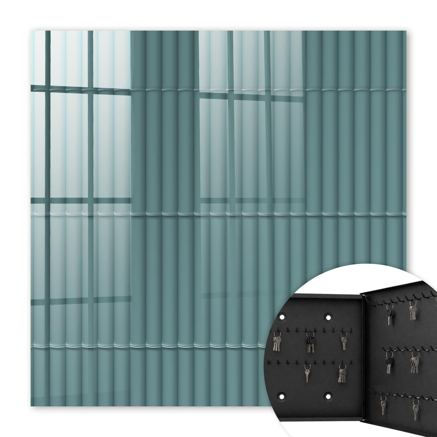 SCHLÜSSELBOX Schwarz 30x30 cm- Türöffnung nach rechts - Türkisfarbene Textur - Blau, Metall (30/30/5cm) - TULUP