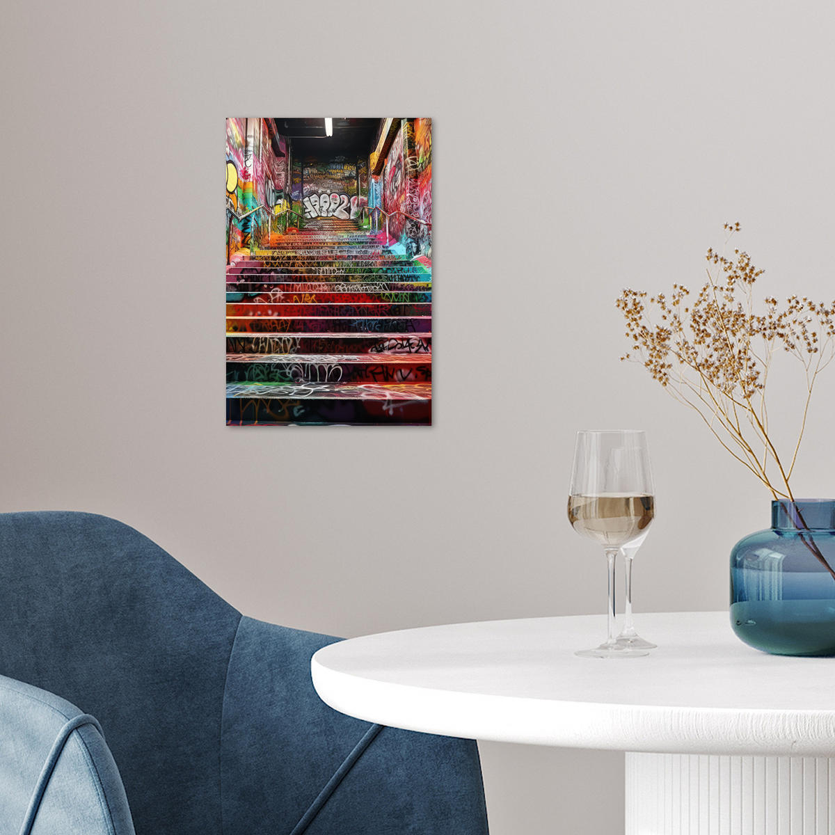 POSTER Treppe - Graffiti - Farben - Kunst 20x30 cm - Multicolor, Papier (20/30/0.1cm) - MuchoWow