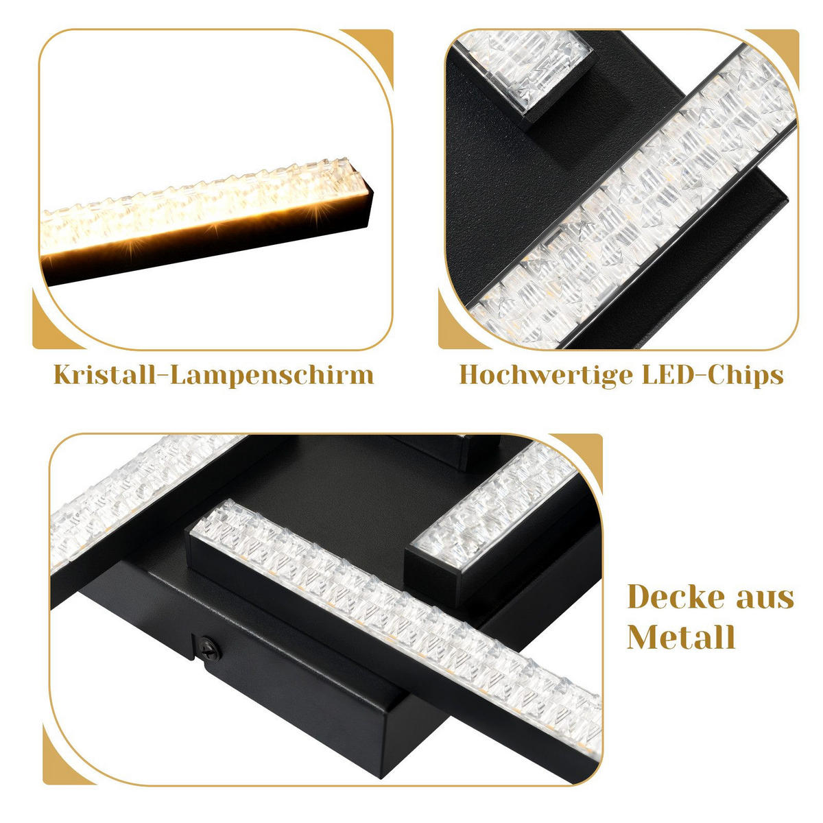 DECKENLEUCHTE LED 4 Flammig Schlafzimmerlampe Kristall Warmweiß 45.5CM - Weiß, Kunststoff (56.6/56.6/7.5cm) - ZMH