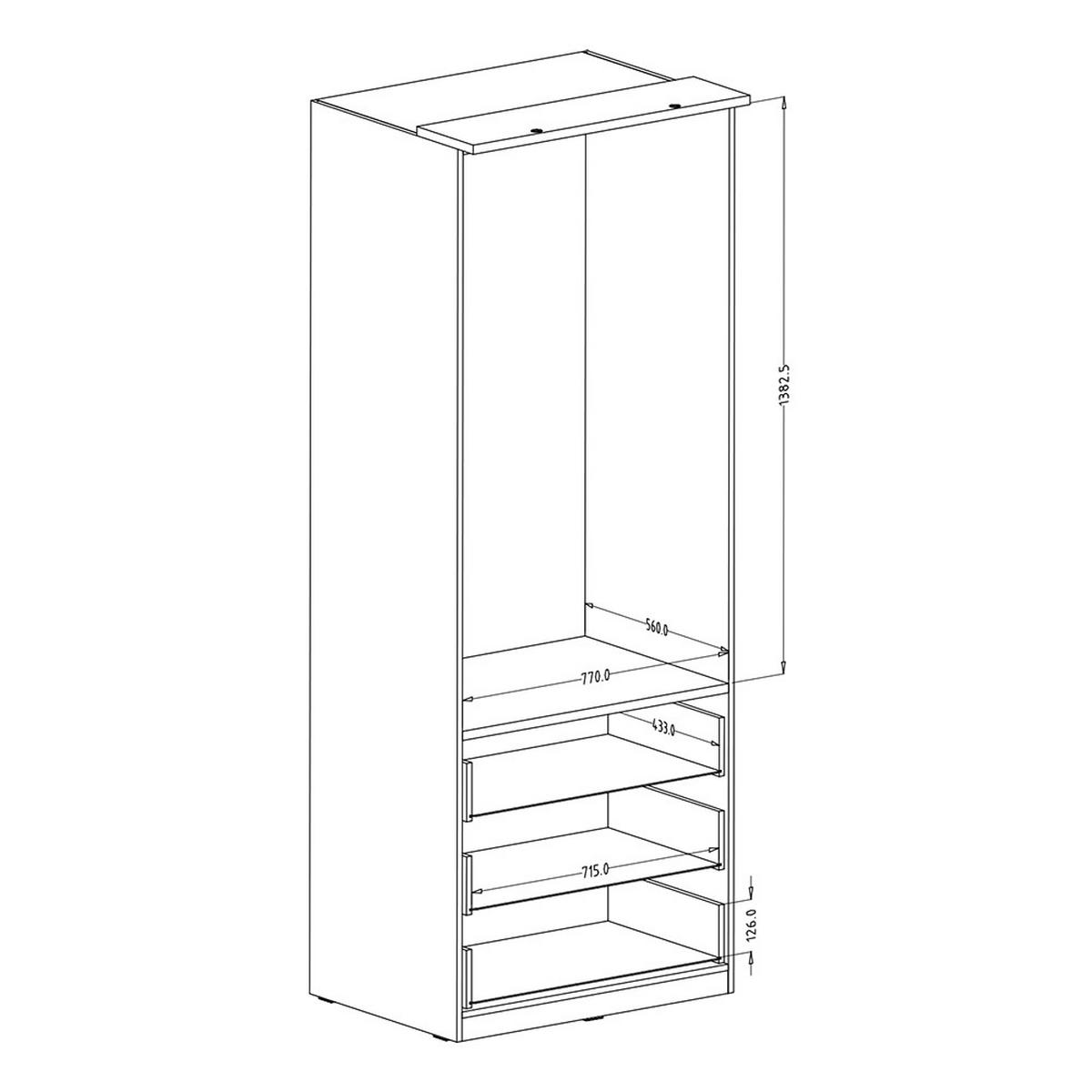 KLEIDERSCHRANK Olmo-83 - Weiß, Holzwerkstoff (80/217/63cm) - Lomado