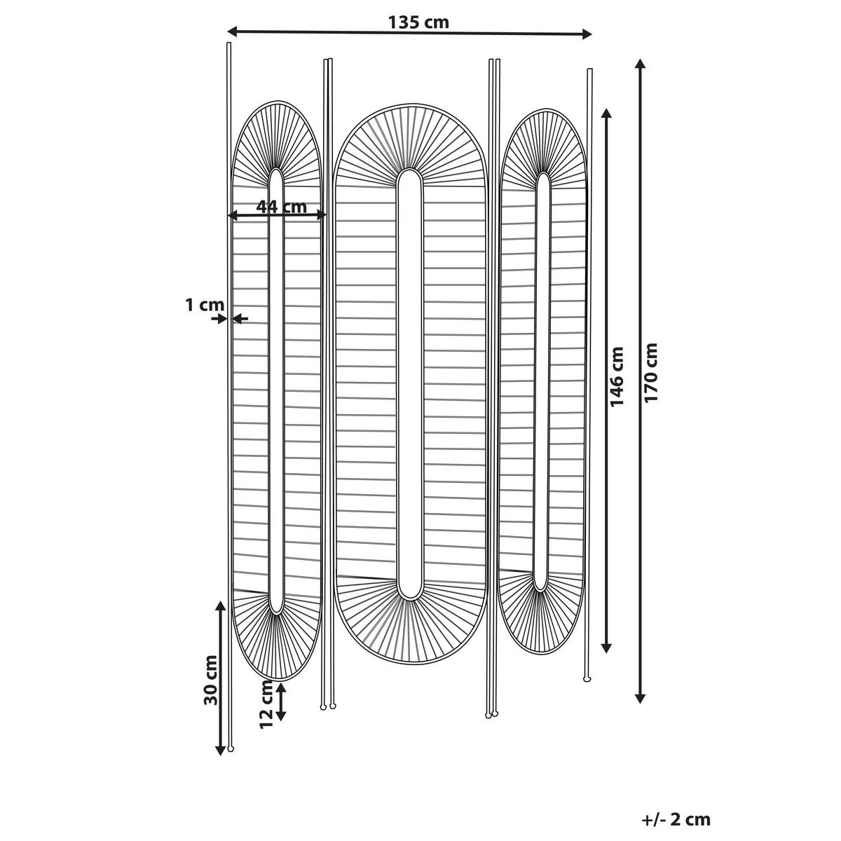 SEPARATOR DE CAMERĂ 3 piese auriu 135 cm 170 cm Noale - auriu, metal (135/170/1cm) - Beliani