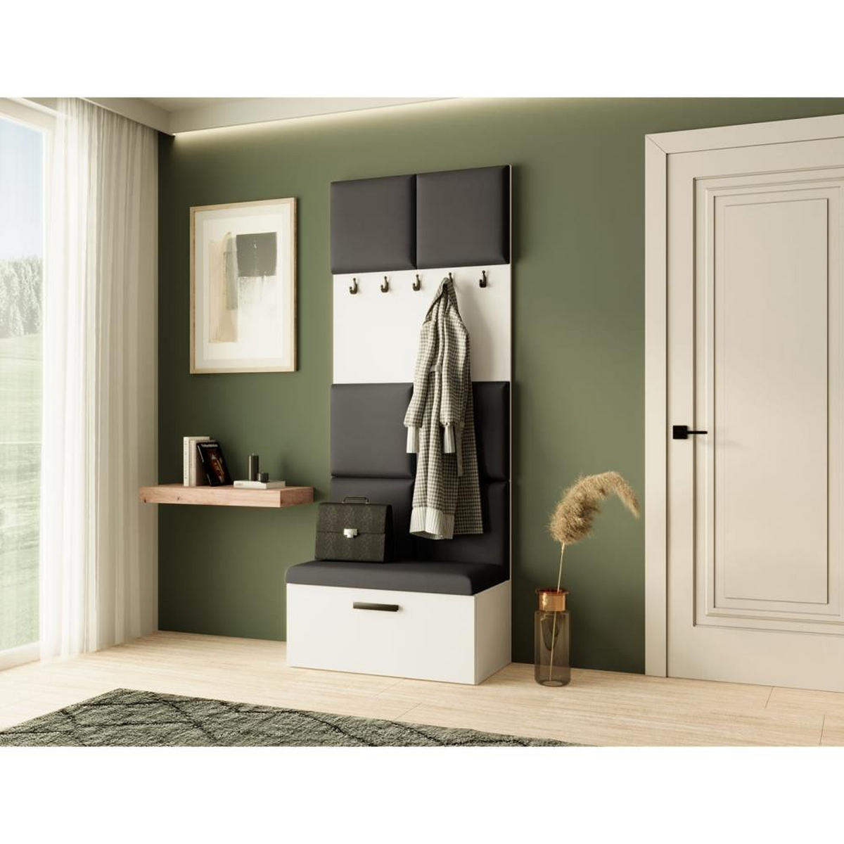 GARDEROBE Margaret I 81/203/43 gepolsterten Paneelen - Schwarz/Weiß, Holzwerkstoff/Kunststoff (81/203/43cm) - Beautysofa