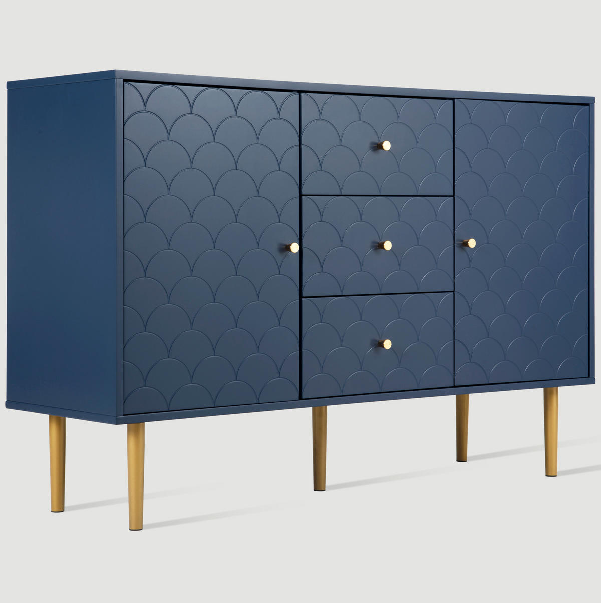 KOMMODE 120/40/83 cm mit 3 Schubladen und 2 Türen in Marineblau - Dunkelblau, Metall (120/83/40cm) - BEAOK