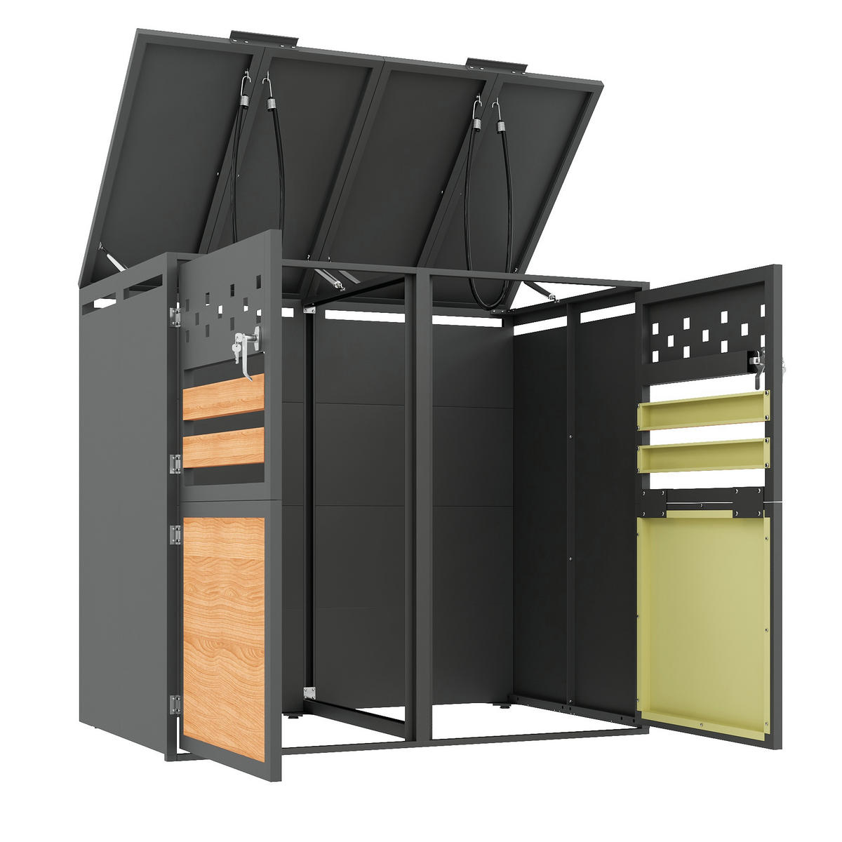 MÜLLTONNENBOX Mit Klappdeckel Holzoptik/Grau - Braun, Metall (132/120/80cm) - ComfortXL