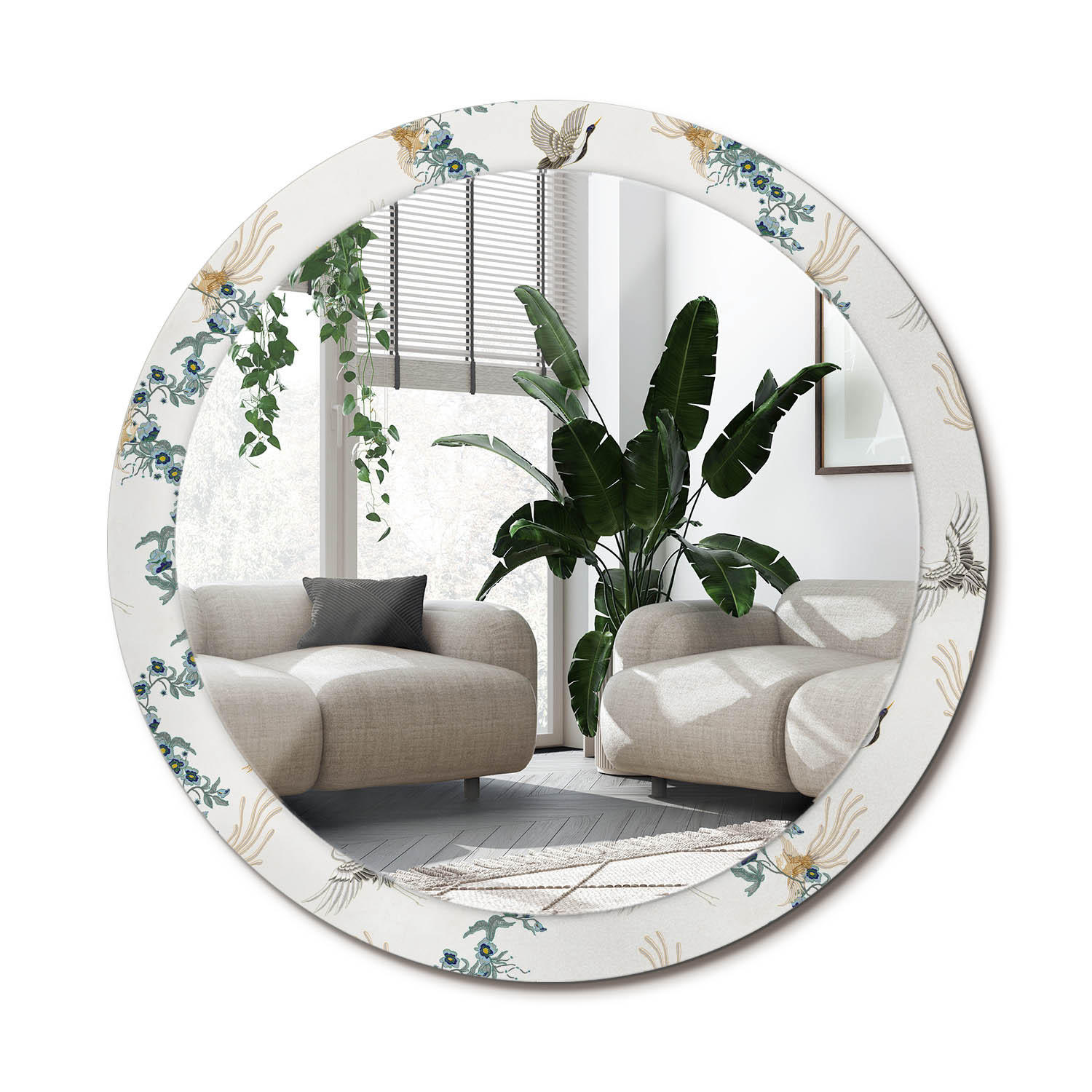 SPIEGEL Rund Ø 90 cm mit Aufdruck - Multicolor, Glas (90/90/0.4cm) - Wallfluent