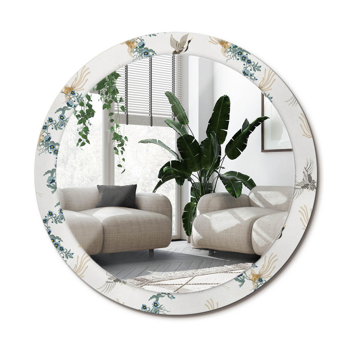 SPIEGEL Rund Ø 90 cm mit Aufdruck - Multicolor, Glas (90/90/0.4cm) - Wallfluent