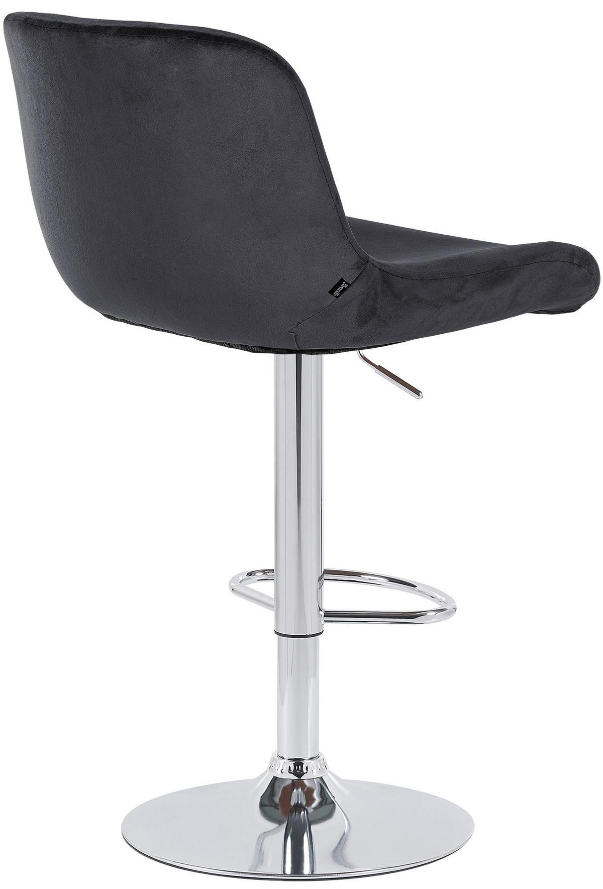 BARHOCKER 2er Set Samt Schwarz - Chromfarben/Schwarz, Textil/Metall (50/85/50cm) - CLP