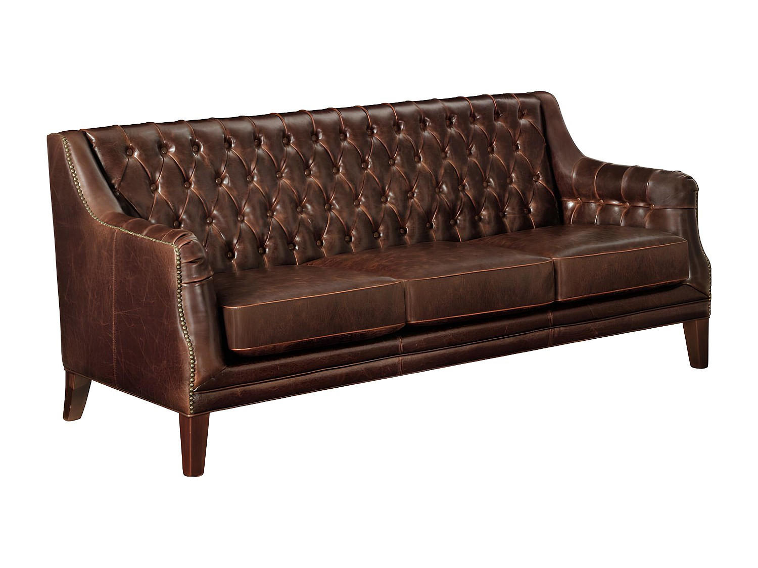 LEDERSOFA 3-Sitzer - Braun - COLBERT - Braun, Leder (194.5/84/84cm) - Vente-Unique