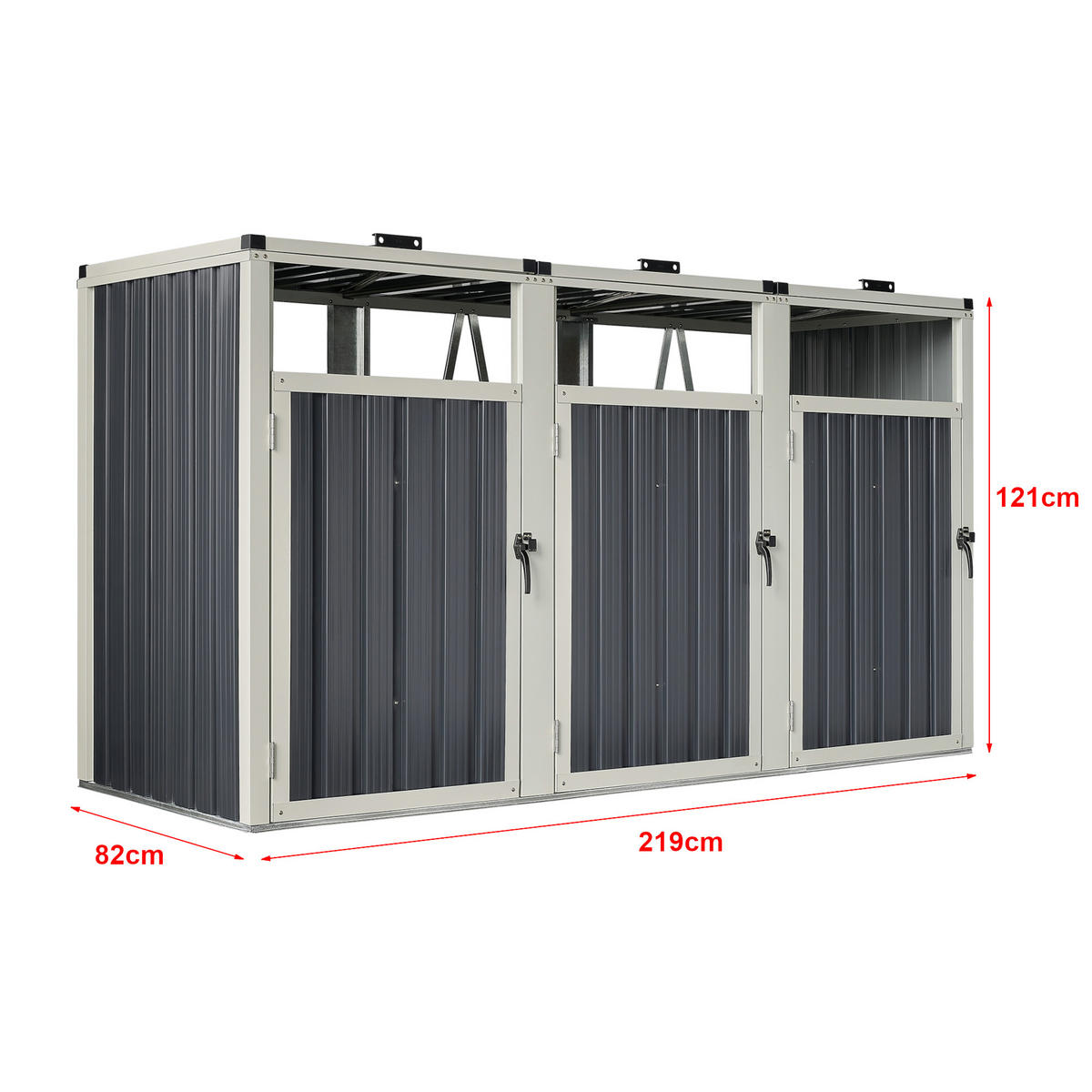 MÜLLTONNENBOX Tarbek - Anthrazit, Metall (219/121/82cm) - pro.tec