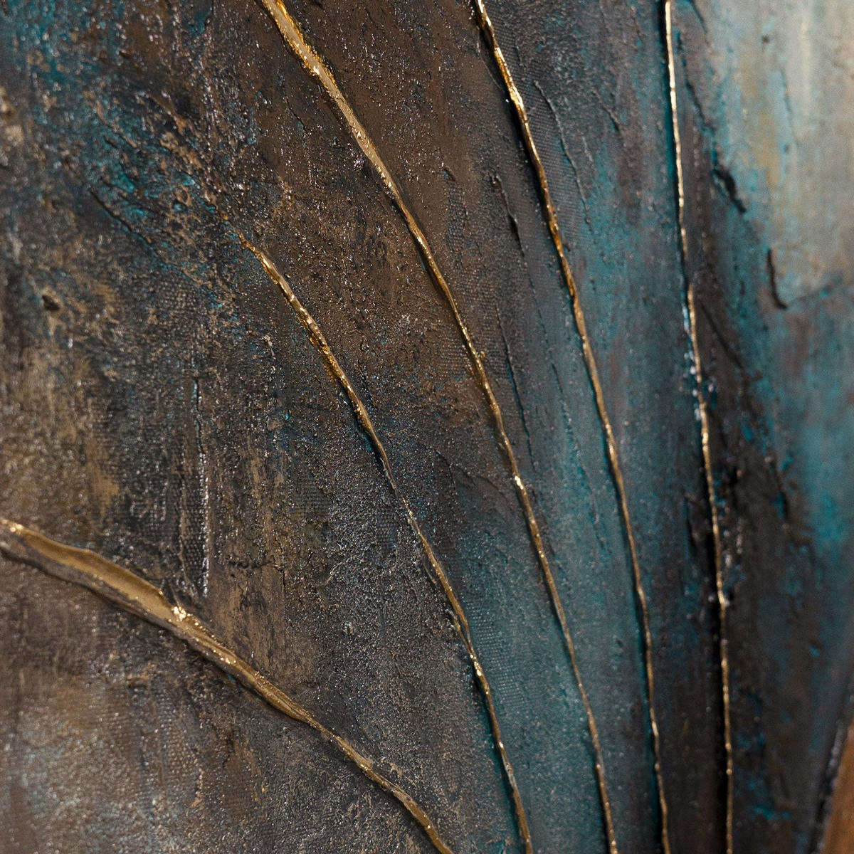 GEMÄLDE Wind und Gold Schattenfugenrahmen Eichefarben 60x40 cm - Eichefarben, Holz (60/40cm) - YS-art gallery