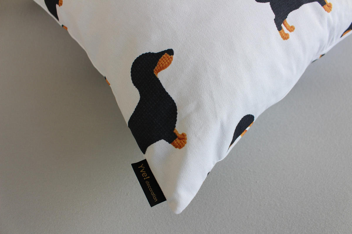 KISSENHÜLLE KLEINE DACKEL - Weiß, Textil (50/50cm) - Yve! decoration