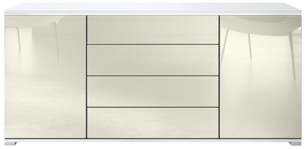 SIDEBOARD Faro Creme Hochglanz - Creme, Holzwerkstoff (166.5/75.5/35cm) - Vladon