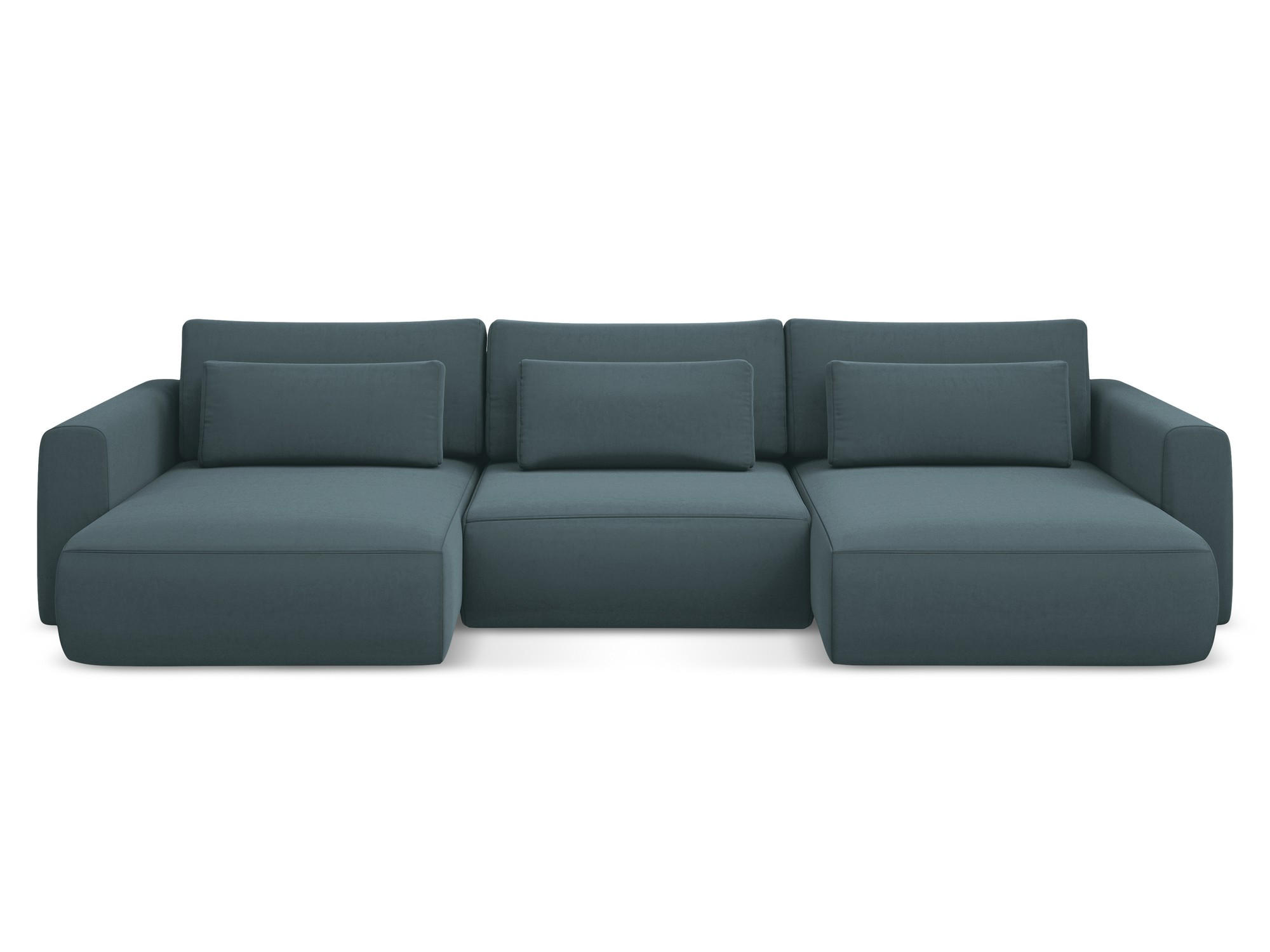 WOHNLANDSCHAFT Samt Stoff Blau - Blau/Petrol, Kunststoff/Textil (340/82/149cm) - Makamii